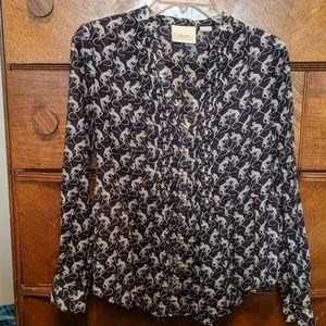 Maeve Anthropologie monkey button down shirt